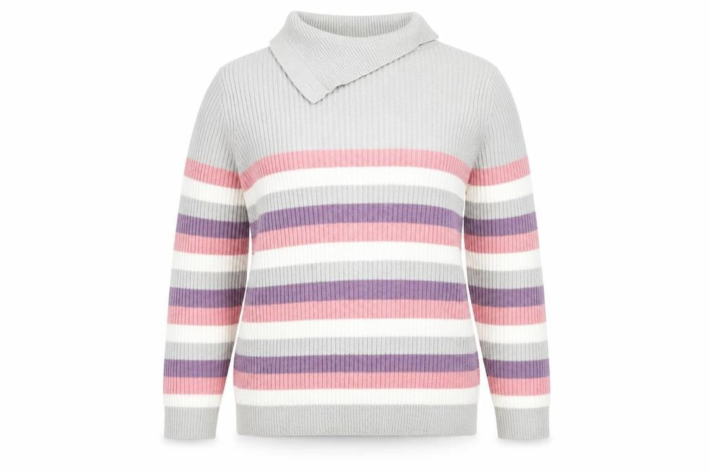 ISLE Women's Multicoloured Striped Pullover Jumper L