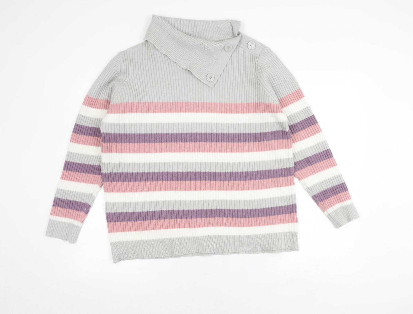 ISLE Women's Multicoloured Striped Pullover Jumper L