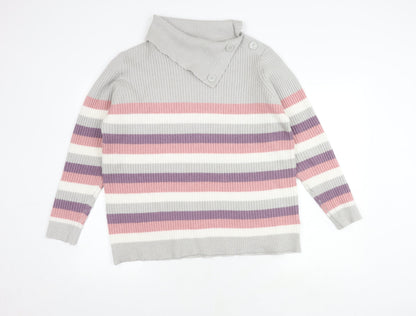 ISLE Women's Multicoloured Striped Pullover Jumper L