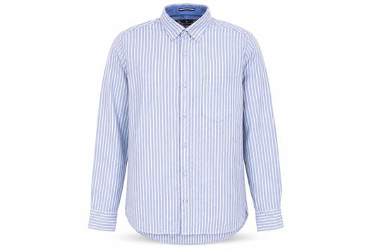 Marks & Spencer Men's Blue Striped Shirt, Size S, Regular Fit