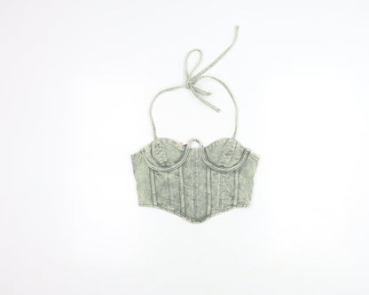 PRETTYLITTLETHING Women's Grey Cropped Camisole, Size 10, New