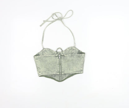 PRETTYLITTLETHING Women's Grey Cropped Camisole, Size 10, New