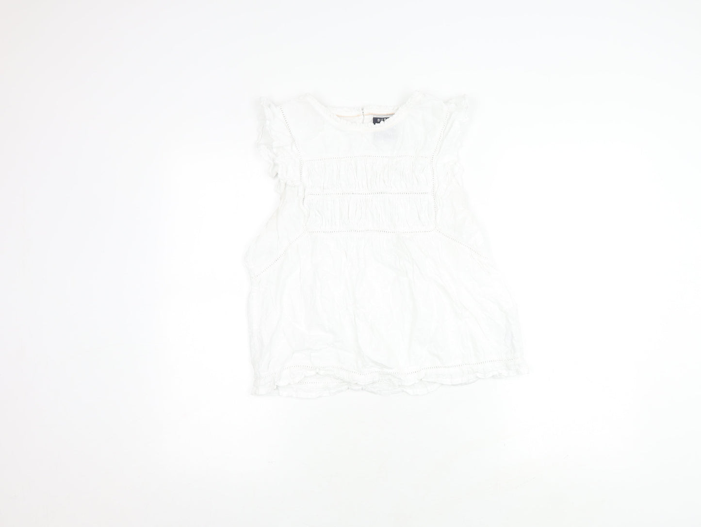 BURGS Women's White Sleeveless Cotton Top - Size 12