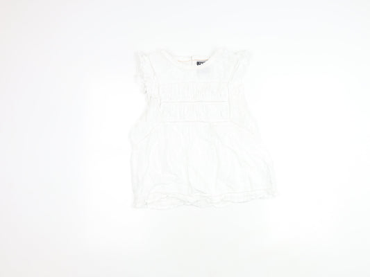 BURGS Women's White Sleeveless Cotton Top - Size 12