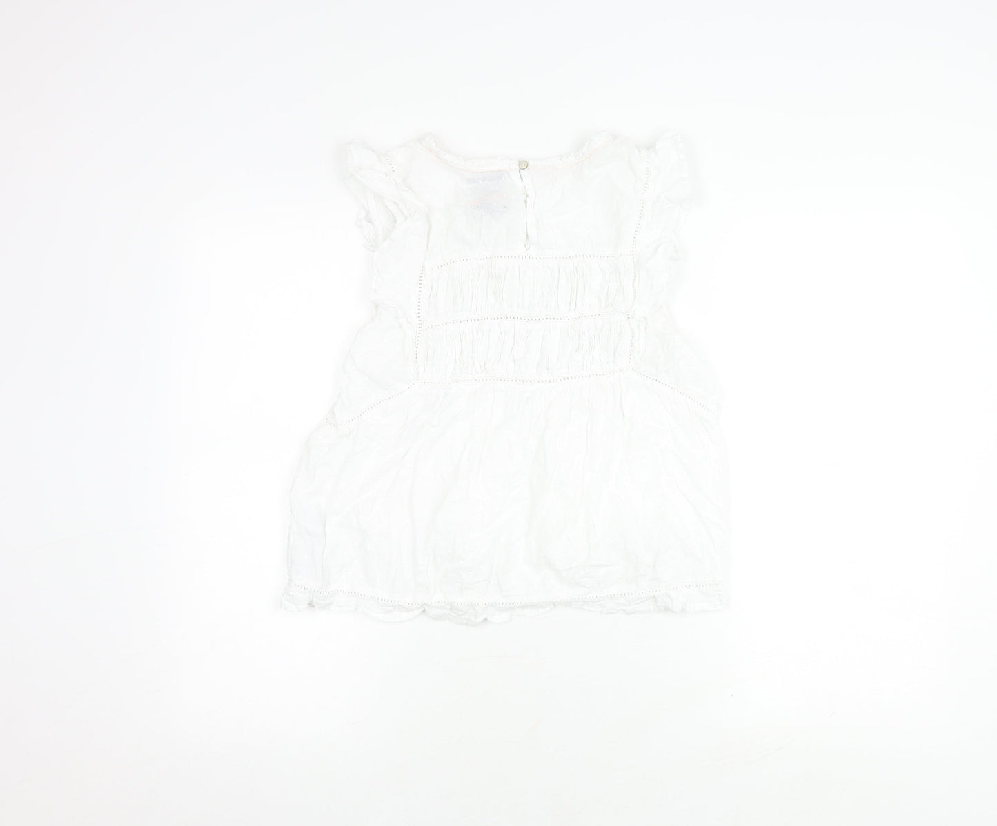 BURGS Women's White Sleeveless Cotton Top - Size 12