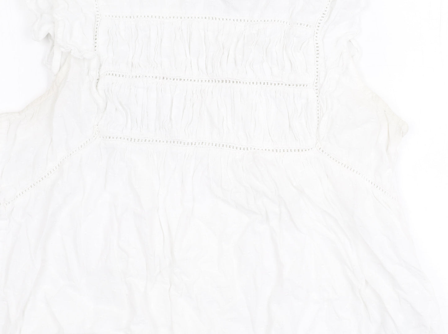 BURGS Women's White Sleeveless Cotton Top - Size 12