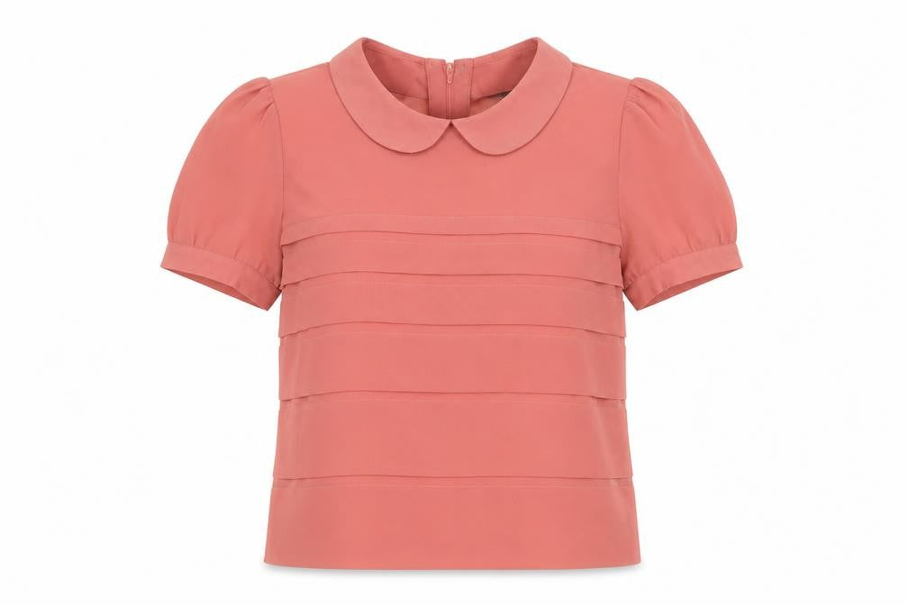 Topshop Women’s Pink Petite Collared Blouse Size 8
