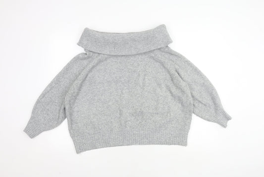 H&M Women’s Grey Cowl Neck Jumper, Size L, Chunky Knit
