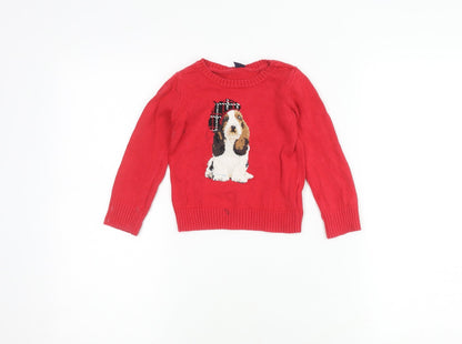 Baby Gap Girls Red 3 Years Animal Pullover Jumper