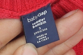 Baby Gap Girls Red 3 Years Animal Pullover Jumper