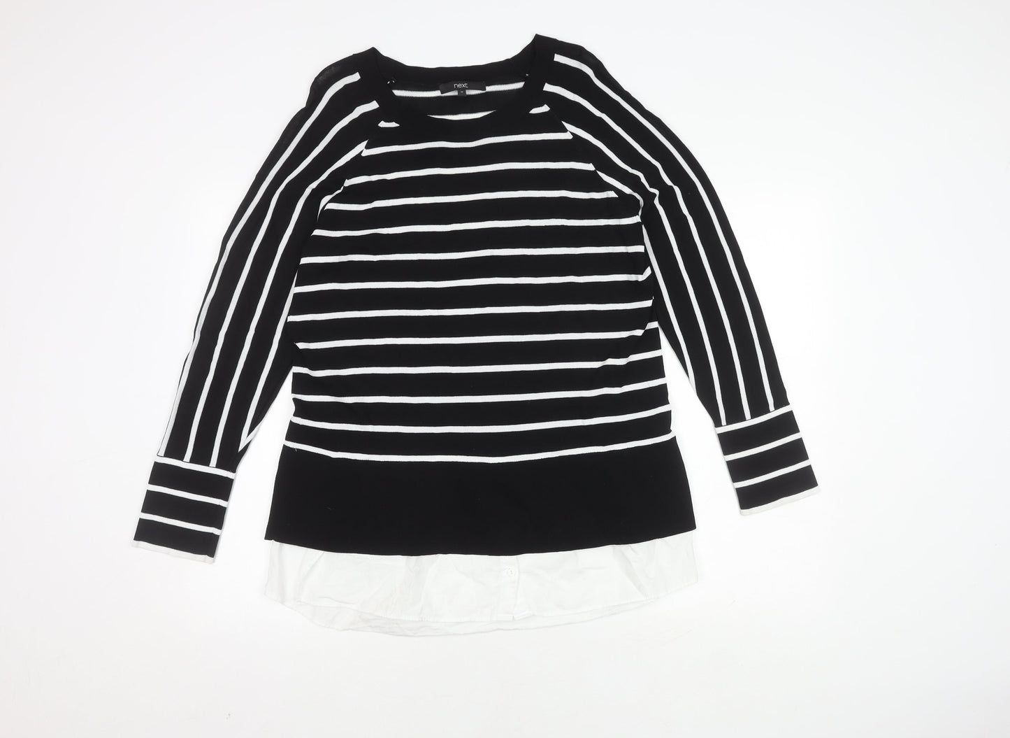 Next Women's Black Striped Long Sleeve Top, Size 16