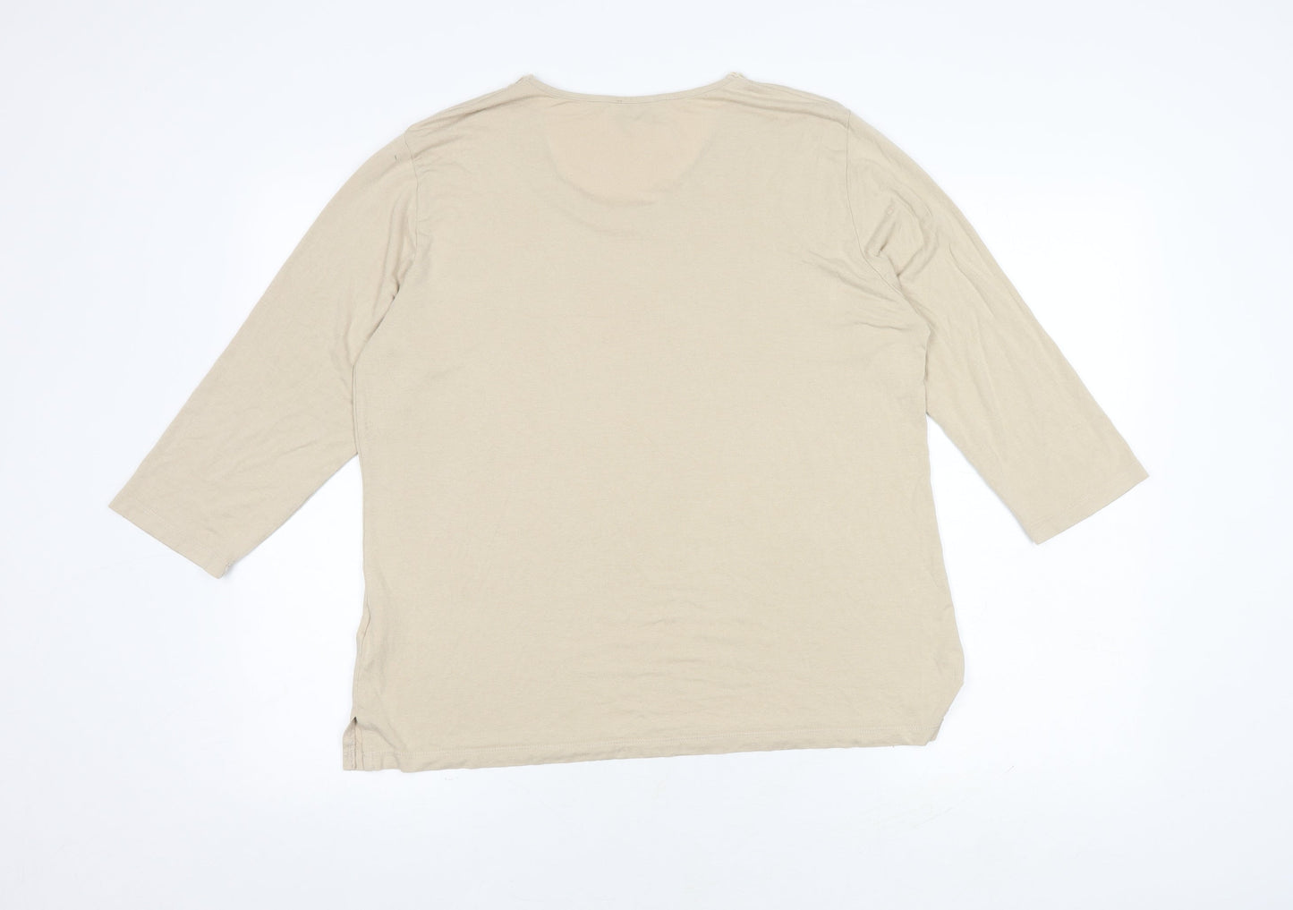 Gelco Women's Beige Top, Size 16, Classic 3/4 Sleeve