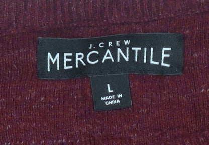 Brand and care label for J.Crew Men's Red Cotton jumper, size L
