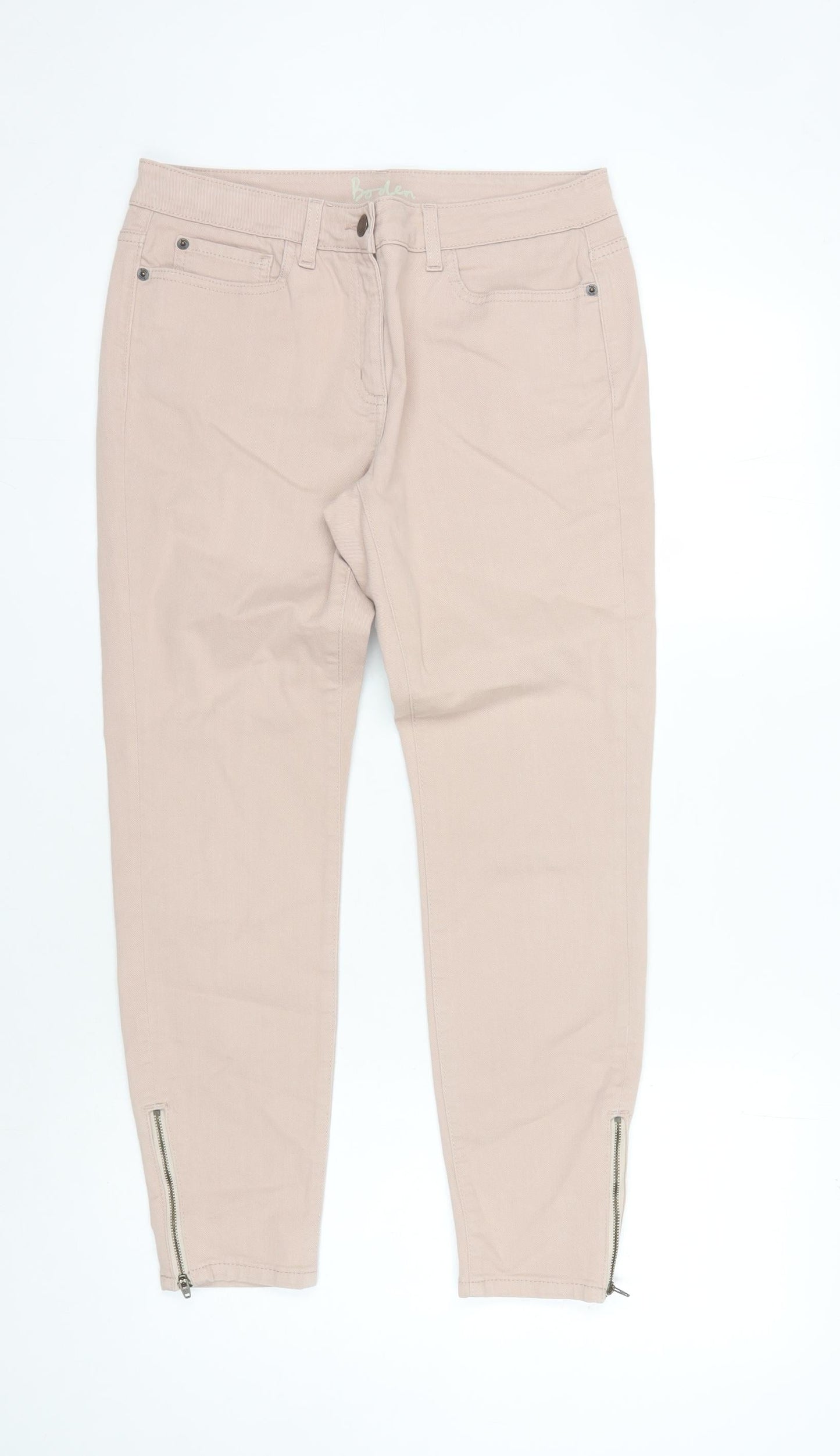 Boden Women's Beige Skinny Jeans Size 12 with Ankle Zip