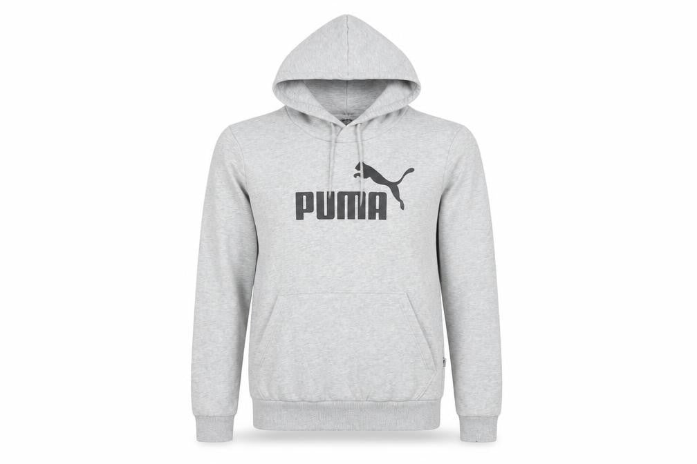 Puma Men's Grey Logo Hoodie, Size M, Pullover Style