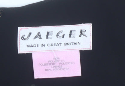 Brand and care label for Jaeger Women's Black Floral Sheath Dress, size 12