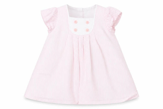 Front view of Jasper Conran girls’ pink striped a-line dress 0-3m