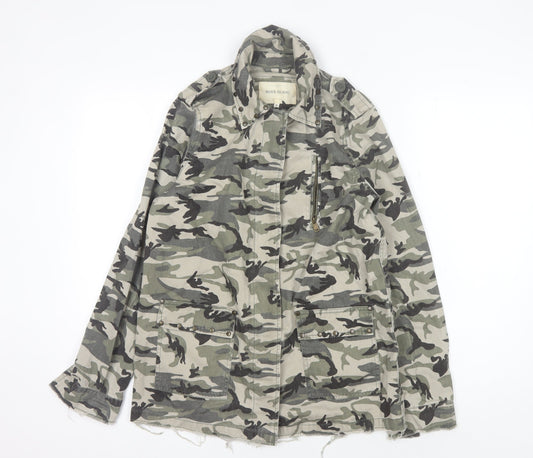River Island Women's Green Camouflage Military Jacket, Size 8