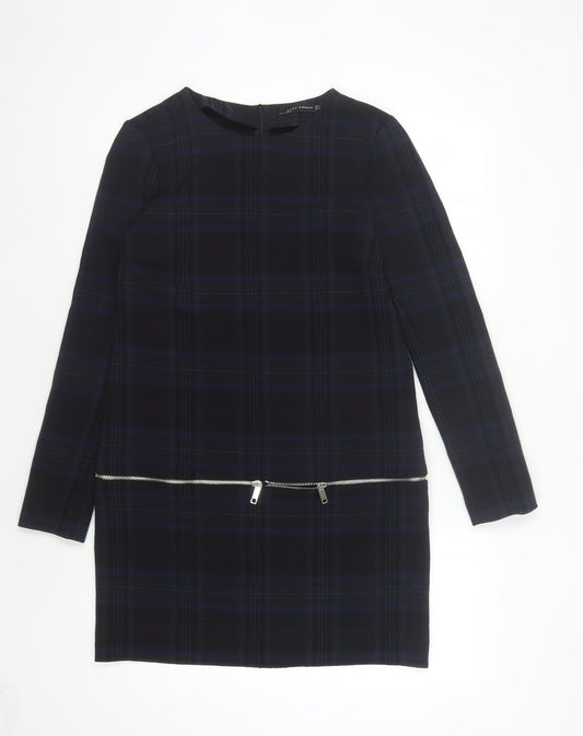 Zara Woman Black Plaid Shift Dress, Size S, Women