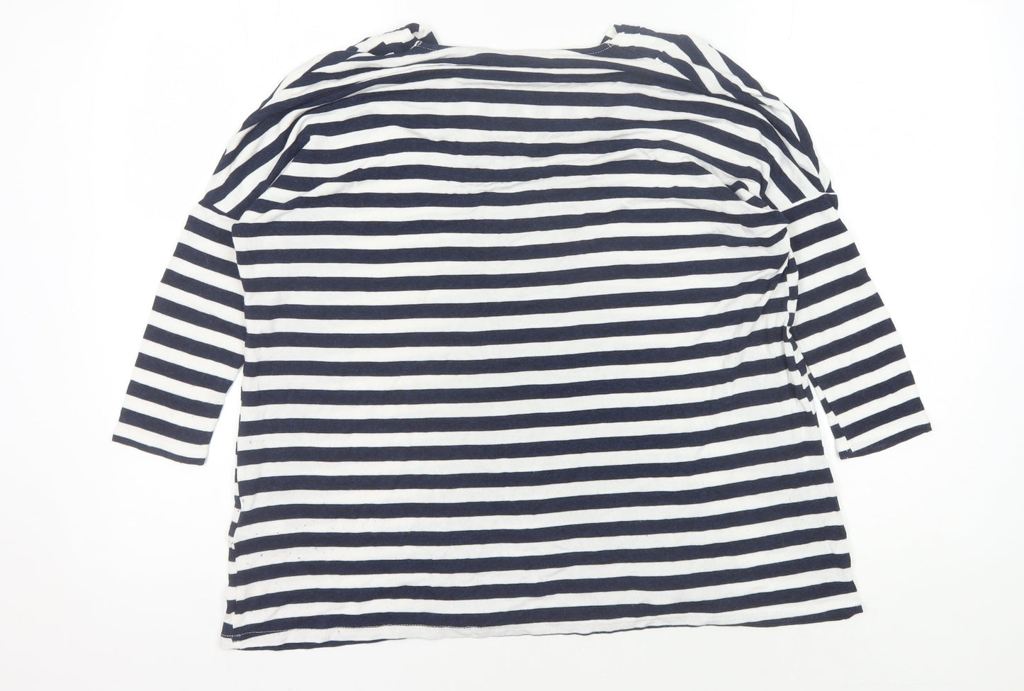 Roman Women’s Blue Striped V-Neck Top, Size 12