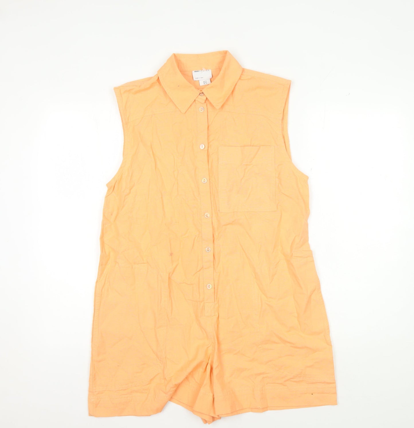ASOS Design Women's Orange Sleeveless Collared Playsuit Size 6