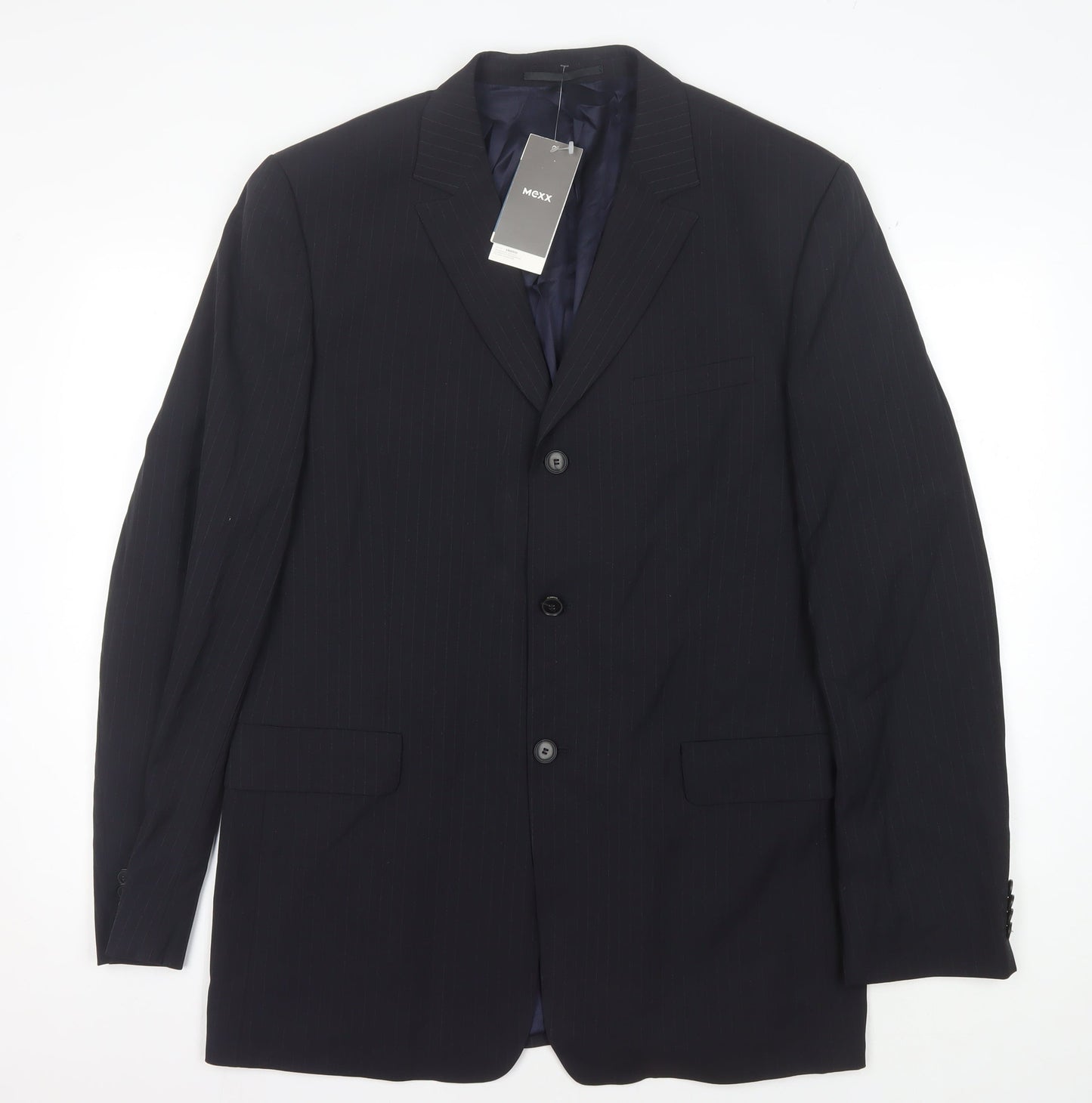 Mexx Men's Blue Striped Blazer Jacket Size UK 42