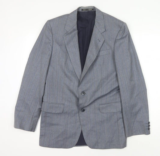Powell's Grey Men's Blazer, Size 39R, Wool, Two-Button, Stripe