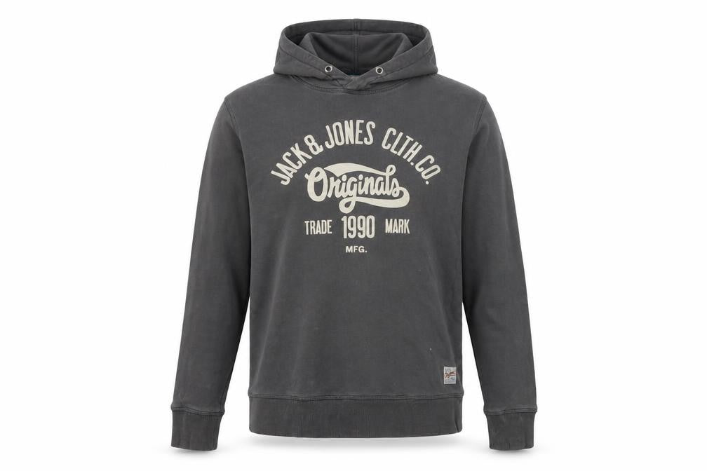 Jack & Jones Men's Grey Hoodie, Size L, Graphic Print