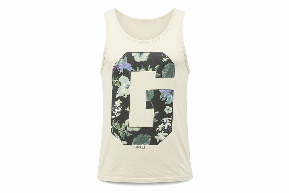 Jack & Jones Beige Floral Sleeveless Men's T-Shirt S