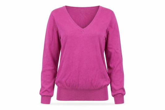 Front view of Red Herring Women's Pink V-Neck jumper -, size S