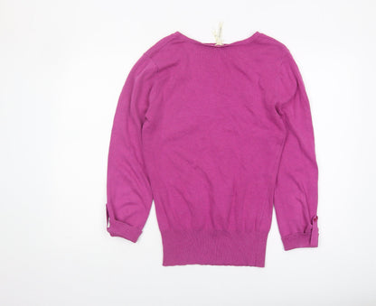 Back view of Red Herring Women's Pink V-Neck jumper -, size S