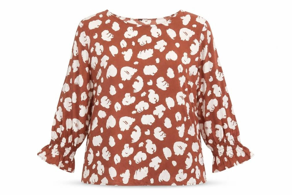 French Connection Women's Brown Animal Print Blouse L