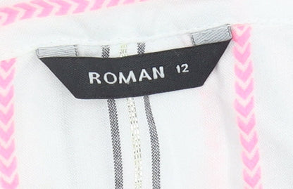 Brand and care label for Roman Women's Multicoloured Striped Shirt, size 12