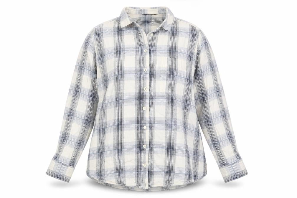 Marks & Spencer Women's Blue Plaid Button-Up Shirt