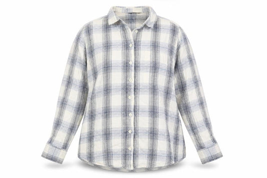 Marks and Spencer Women's Blue Plaid Button-Up Shirt