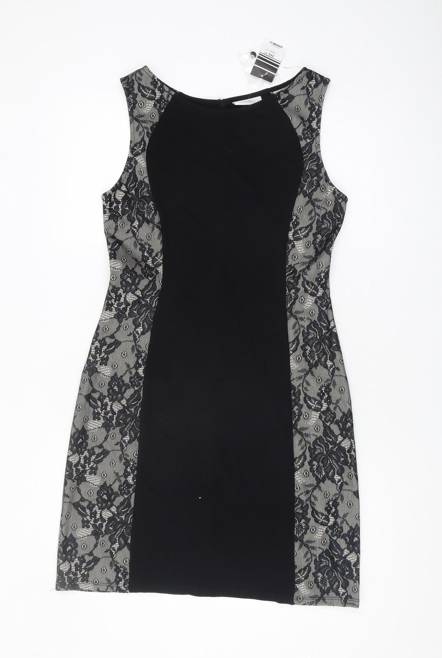 Wallis Petite Black Bodycon Dress, Size 12, Women