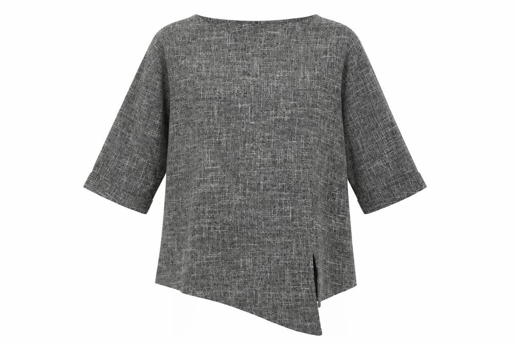 Saloos Women's Grey Tunic Blouse - Size 14, Relaxed Fit