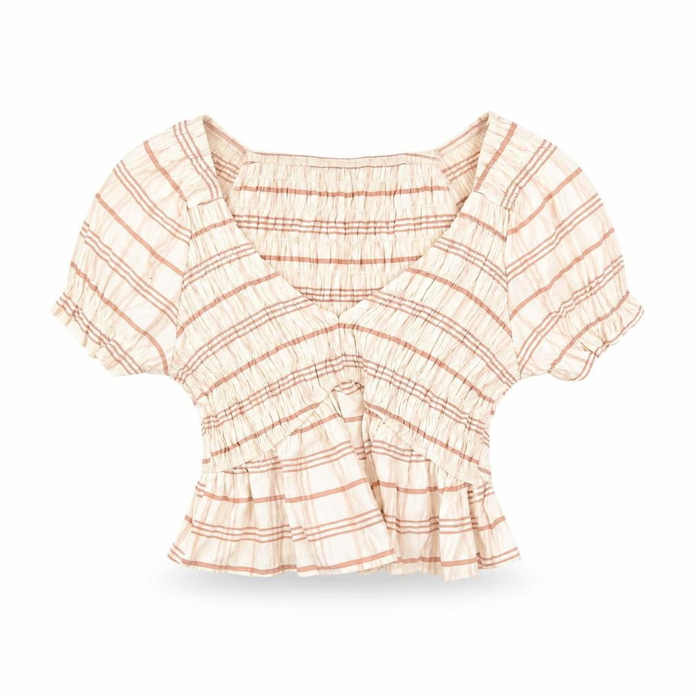 Bershka Women's Checked Cropped Blouse XS