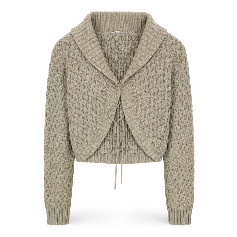 Laura Ashley Women's Beige XL Cable-Knit Cardigan