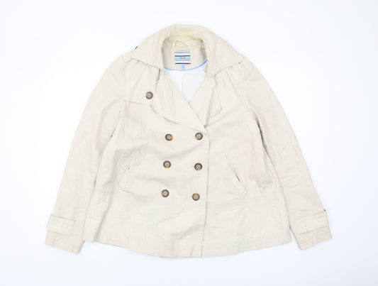 Next Women Beige Pea Coat UK Size 12 Classic