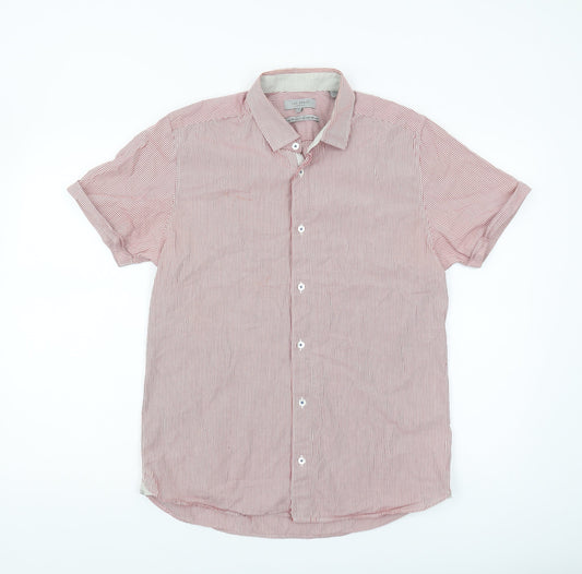Ted Baker Men's Red Striped Shirt M - Casual Cotton Elegance