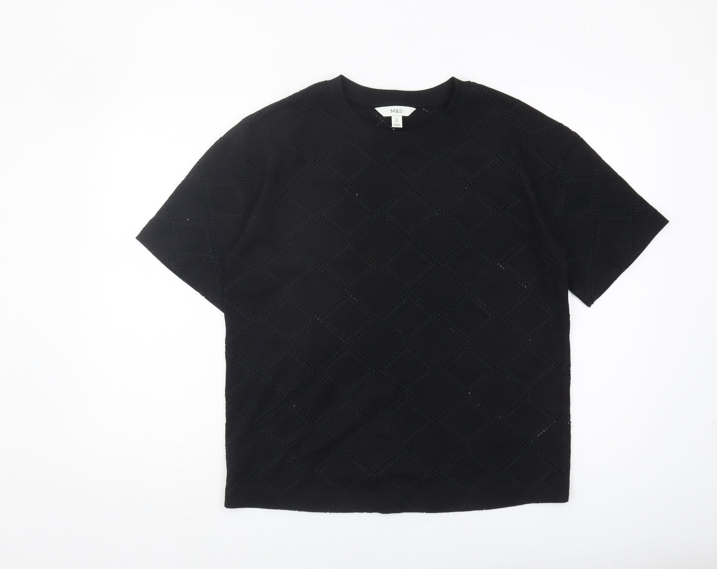 Marks and Spencer Black Geometric T-Shirt Size 10