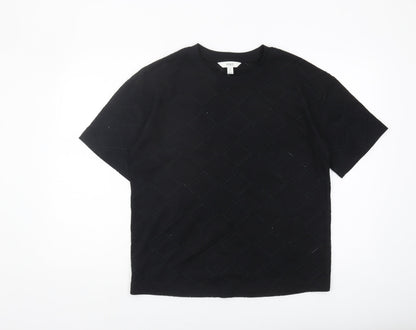 Additional front view of Marks & Spencer Black Geometric T-Shirt, size 10