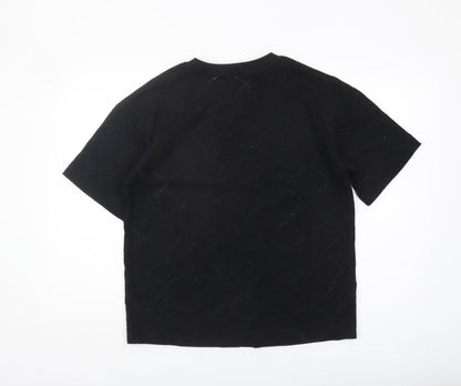 Back view of Marks & Spencer Black Geometric T-Shirt, size 10