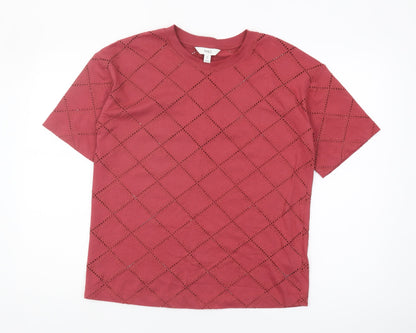 Marks & Spencer Red Argyle Women's T-Shirt Size 10