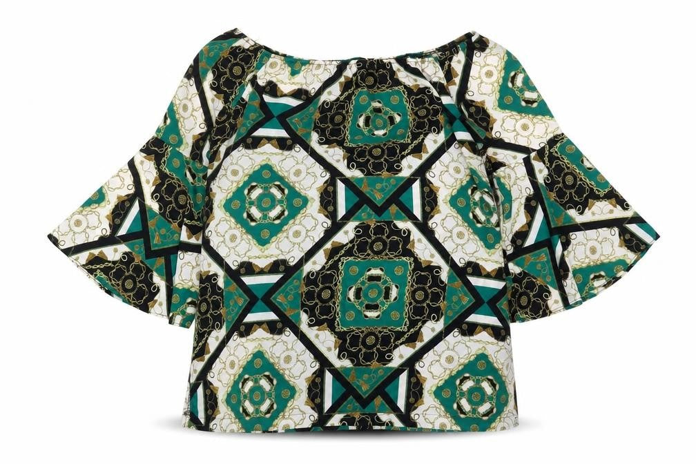 Dorothy Perkins Women's Geometric Bell Sleeve Top