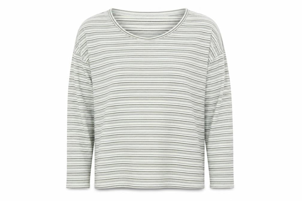 ISLE Essentials Women's Grey Striped M T-Shirt