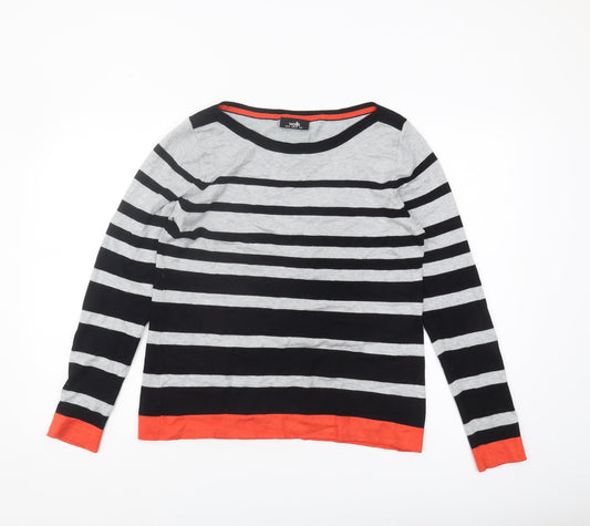 Wallis Women's Black Pullover Jumper, Size 12, Striped Design