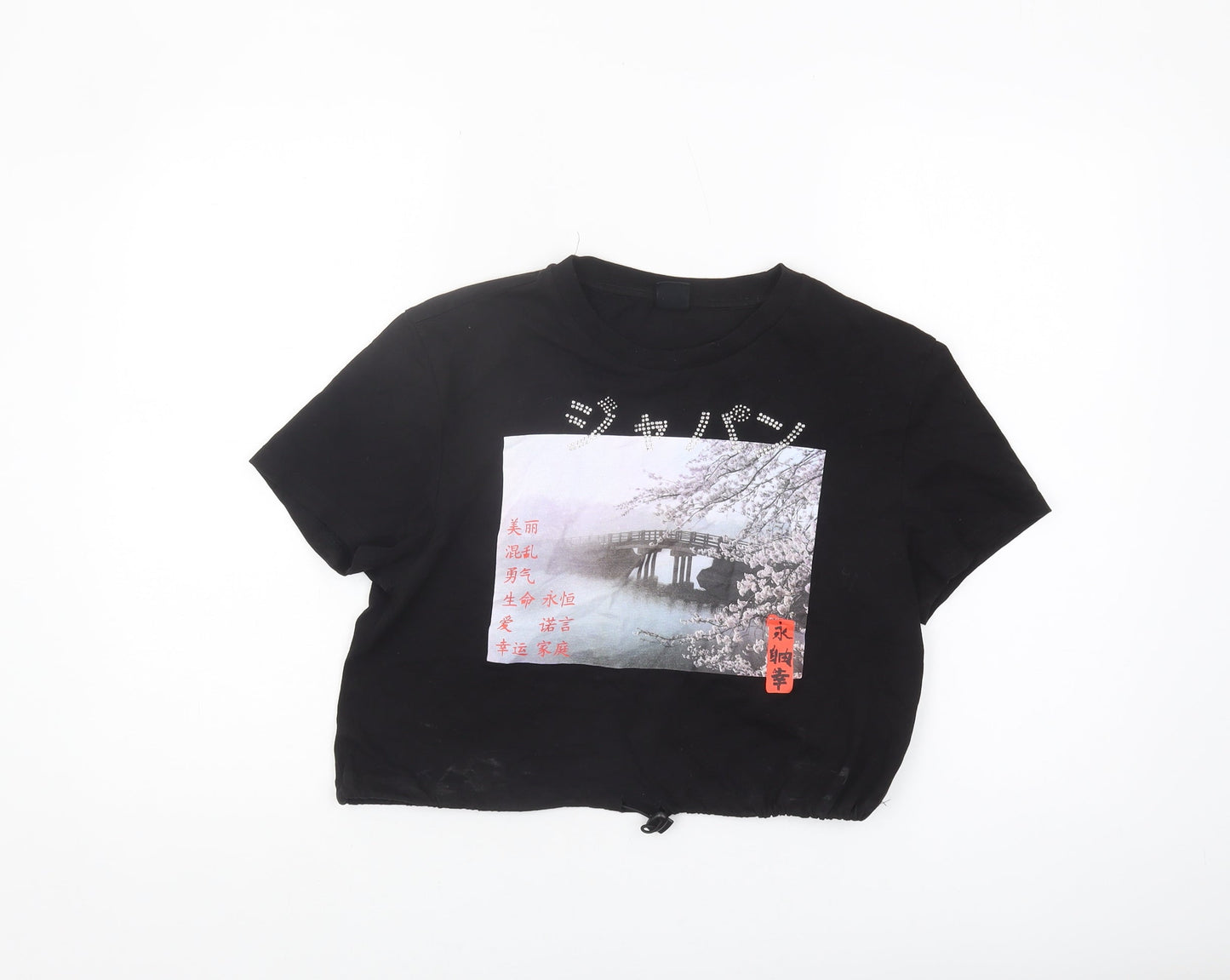 Urban Outfitters Women's Black Cropped T-Shirt M
