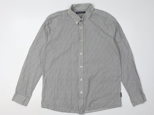 Ben Sherman Men's Ivory Geometric Long Sleeve Shirt - L